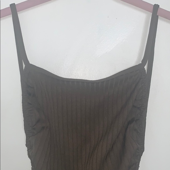 Olive Green Ribbed Open Back Bodysuit - Picture 6 of 7